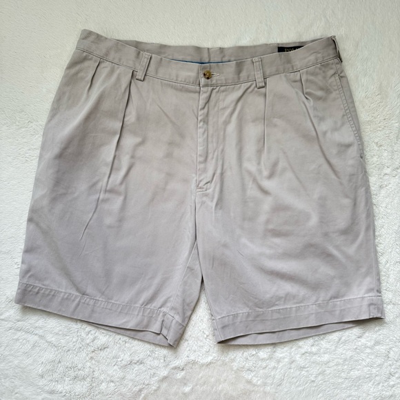 Polo Ralph Lauren Shorts Men's‎ Size 36 Tan 100% Cotton Classic Fit Pleated 9" - Picture 1 of 10